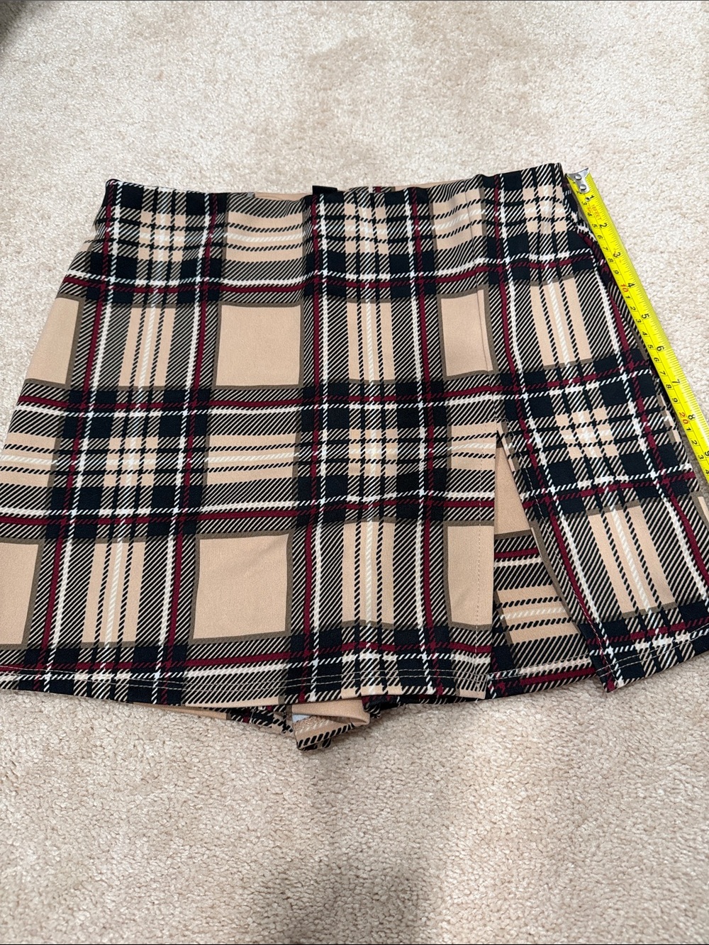 Windsor Beige Plaid Skort with Black and Red Accents